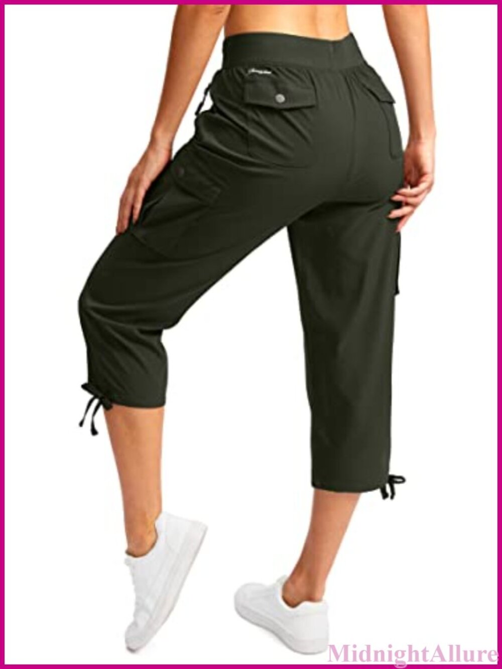 Women's Cargo Capris Pants Quick Dry UPF 50+ 6 Pockets Elastic Waist
